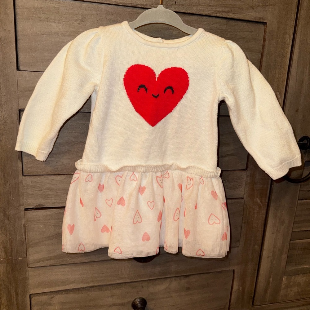 Gymboree Baby Girl Valentine’s Day Heart Sweater Dress 6-12M